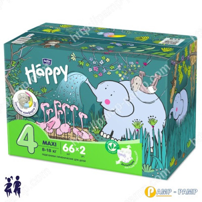 Подгузники детские Bella Baby Happy maxi 8-18 кг 2x66 шт 5900516017330