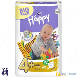  Подгузники детские Bella Baby Happy maxi plus 9-20 кг 62 шт 5900516601140