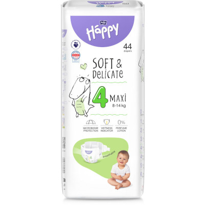 Підгузники одноразові дитячі Bella Baby Happy Maxi (4) 8-14 кг, 44 шт