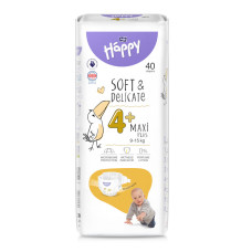 Підгузники одноразові дитячі Baby Happy (4+) Maxi Plus  9-15 кг, 40 шт