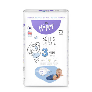 Підгузники дитячі одноразові Baby Happy (3) Midi 5-9 кг, 70 шт, 5900516605407