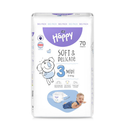 Підгузники дитячі одноразові Bella Baby Happy (3) Midi 5-9 кг, 70 шт
