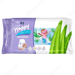 Детские влажные салфетки Bella Baby Happy Sensetive Aloe Vera обогащены экстрактом алоэ 56 шт 5900516421151