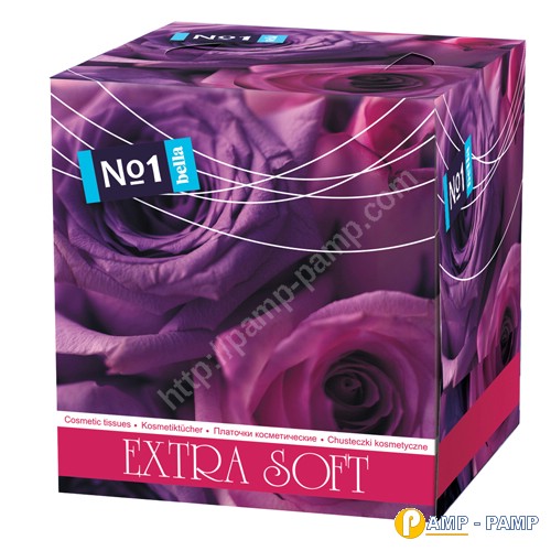 Bella № 1 Платочки косметические Фиолетовые розы Extra Soft  двухслойные, 80 шт.  5900516421212- ФОТО 1