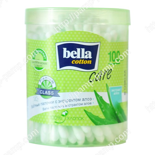 Ватные палочки Bella Cotton Care, с экстрактом алое, в круглой упаковке, 100 шт 5900516402211 - Фото 1
